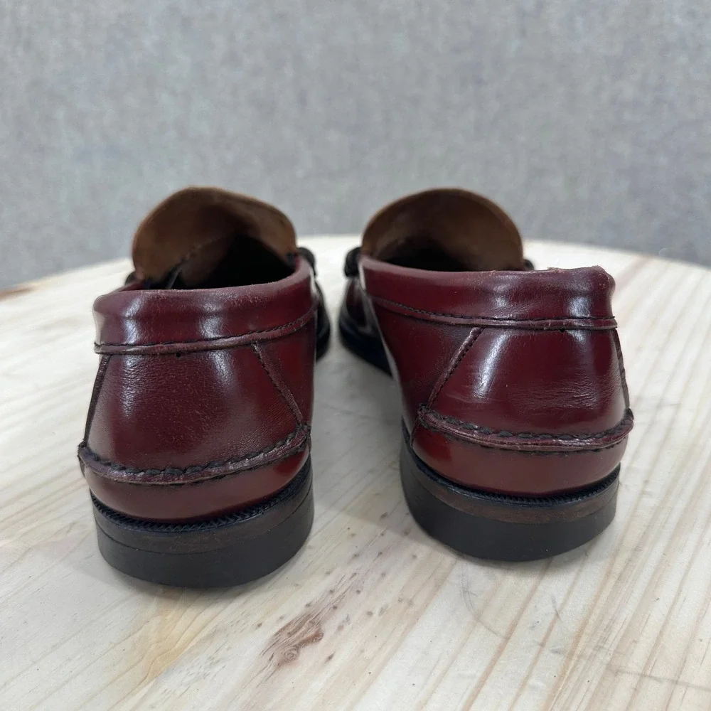 Sebago Classic Dan Penny Loafers Mens 10.5 Burgundy Leather Beefroll Made in USA